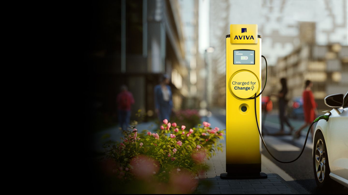 Aviva Charge for change: Electric station charging electric car