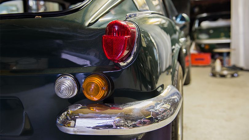 Collector car sitting in a garage