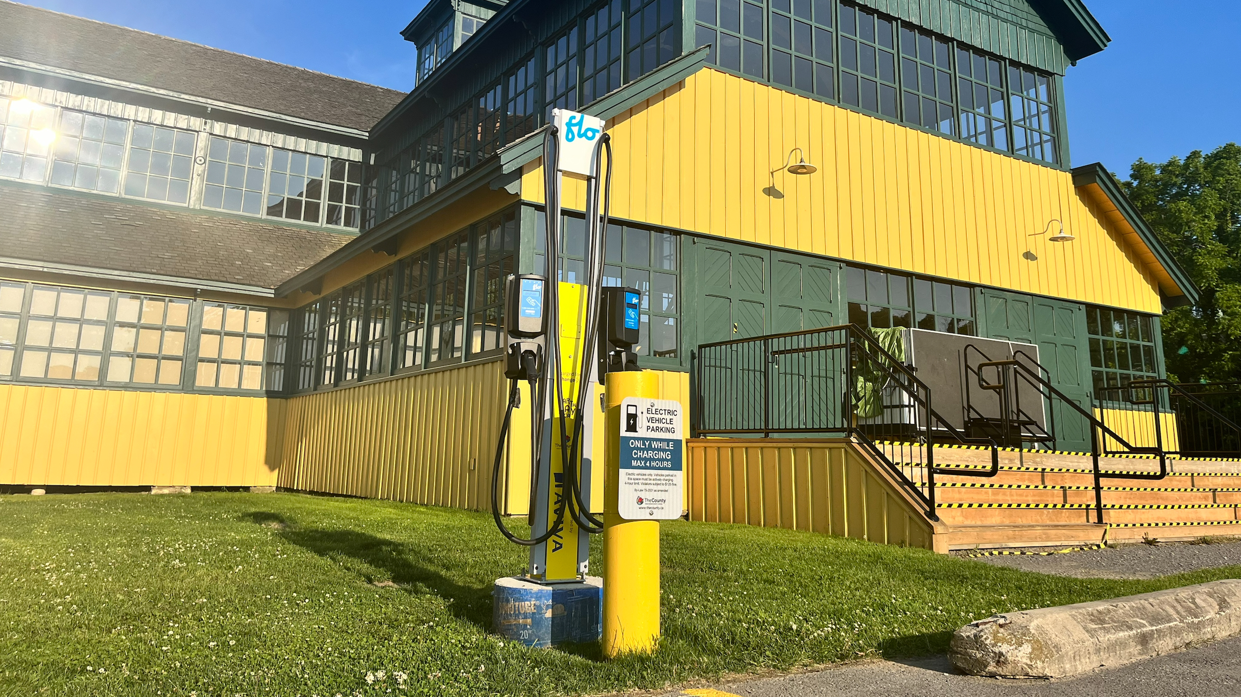 A Charged for Change electric vehicle charging station located in The County of Prince Edward, Ontario. Photo courtesy of The County of Prince Edward.