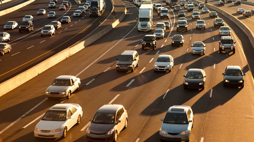 Heavy traffic  on the highway