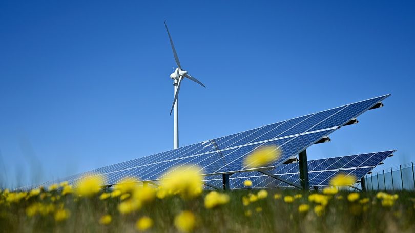Wind turbine and solar panels