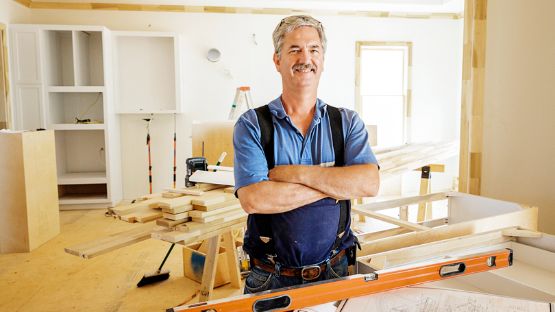 Carpenter doing an indoor renovation.