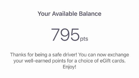 Aviva Journey App screen displaying a point balance of 795