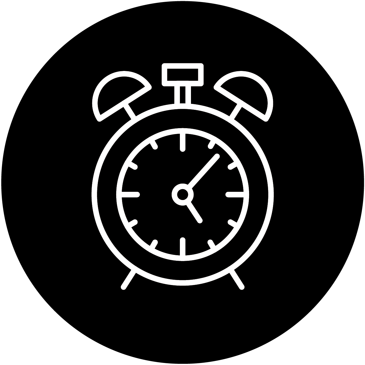 icône d’une horloge en noir et blanc